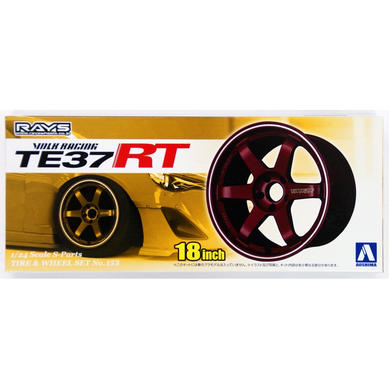 Aoshima 09161 Tire & Wheel Set No.153 Volk Racing TE37RT 18 inch 1/24 Scale Kit