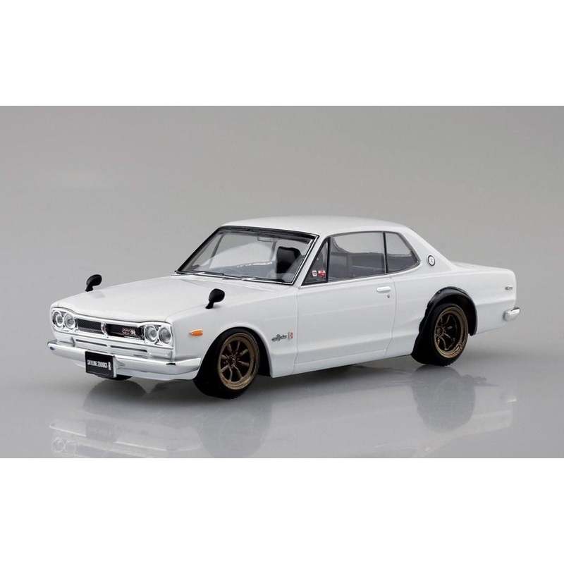 Aoshima RakuPla Snap Car Nissan C10 Skyline 2000GT-R Custom Wheels White Plastic Model