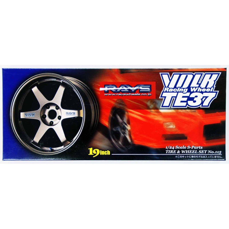 Aoshima 05538 Tire & Wheel Set VOLK Racing TE37 19 inch 1/24 Scale Kit