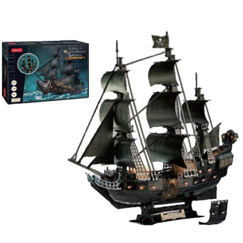 Heart Art Collection L522h Jigsaw Puzzle 3D Puzzle Building Kits: Pirate Black Beard Queen Anne’s Revenge with LED (293 Pieces)