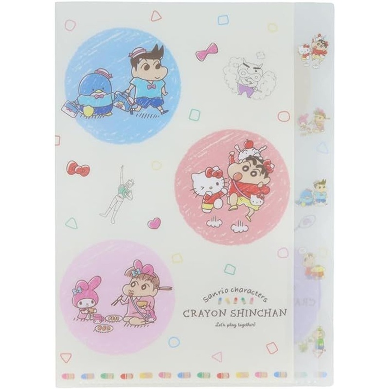 5-Index A4 Size Clear File Folder- Sanrio & Crayon Shin-chan Pattern 2