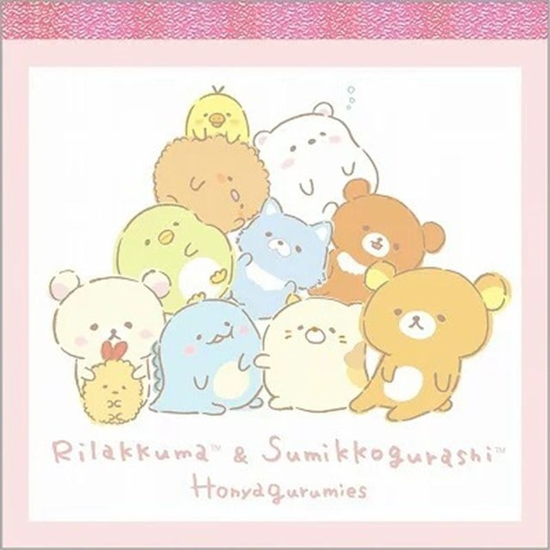 San-x Square Memo Pad Honyagurumies Rilakkuma & Sumikko Gurashi Pink