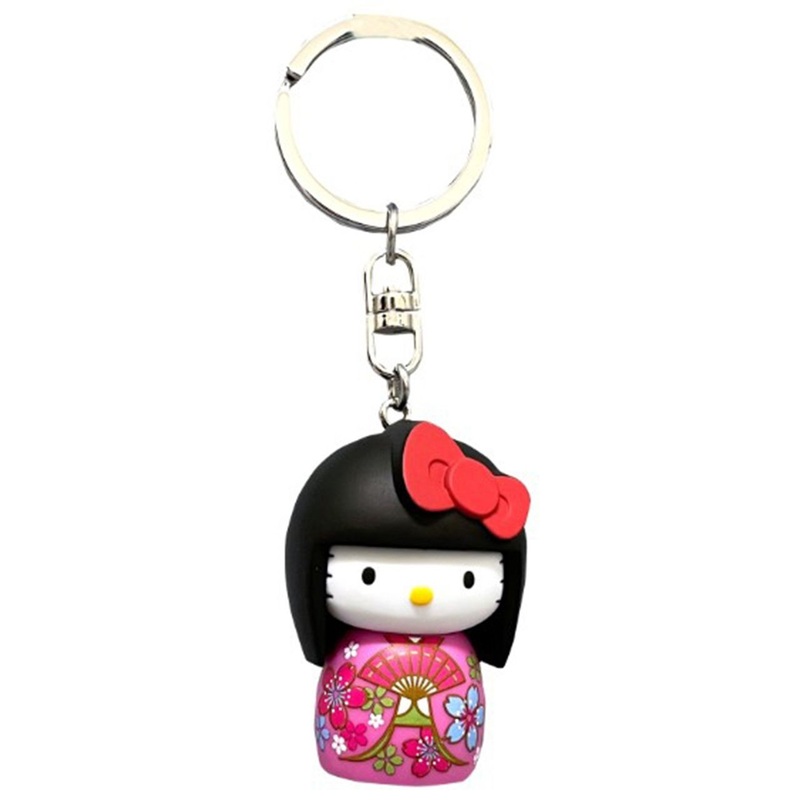 Asunarosya Hello Kitty Kokeshi Keychain Sakura Ribbon Red