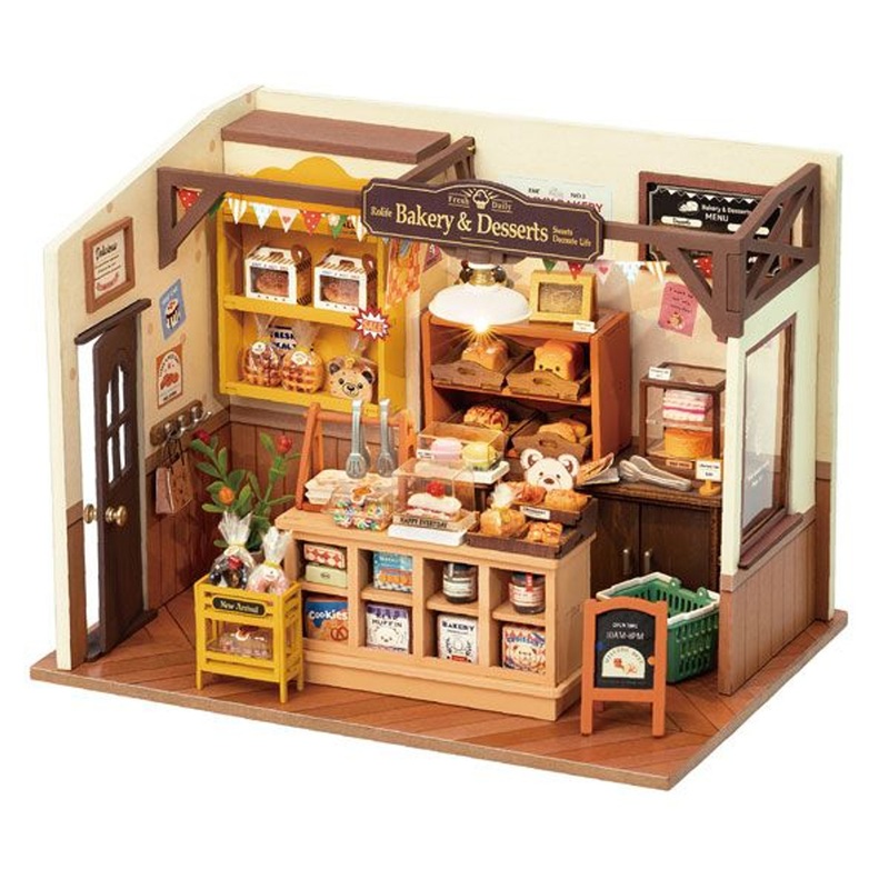 ROBOTIME DIY Miniature House Evening Bakery Handmade Kit (141 Pieces)