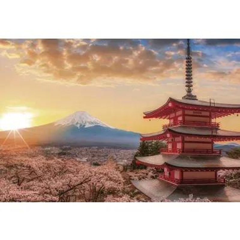 Yanoman 97-308 Prism Art Jigsaw Puzzle Mount Fuji and Cherry Blossoms (70 Pieces)