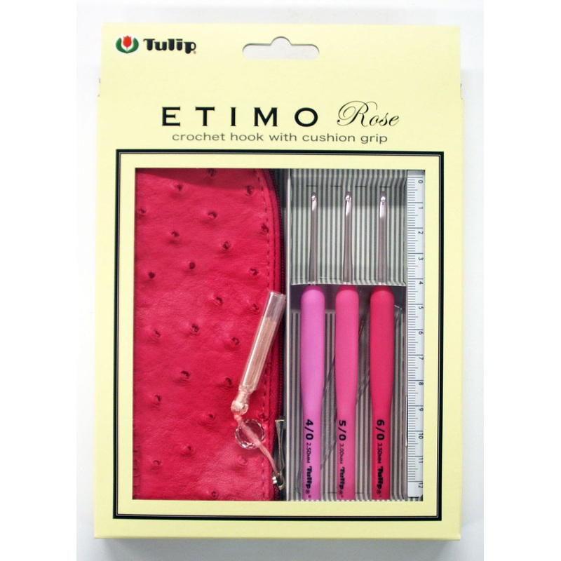 Tulip TER-15 ETIMO Rose Cushion Grip Crochet Hook Needles 3 pcs set (Pink)