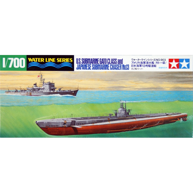 Tamiya 31903 US Submarine Gato Class & Japanese Chaser No.13 1/700 scale kit
