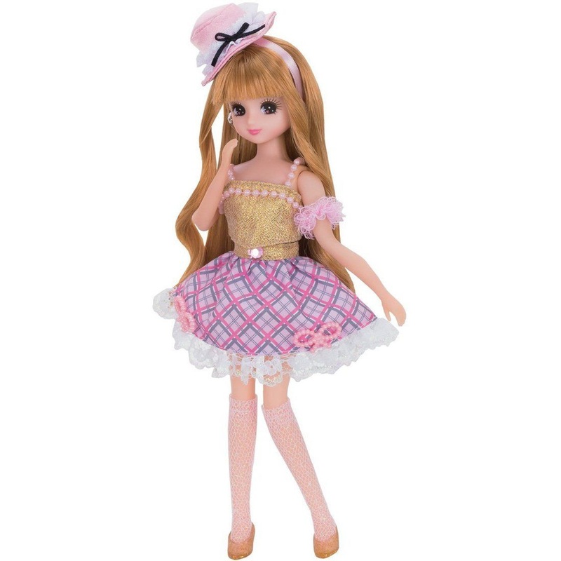 Takara Tomy Licca Doll Dress Set Girls Check Gold  doll not included  (806806)