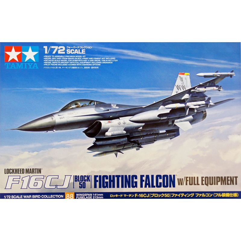 Tamiya 60788 Lockheed Martin F-16 CJ Block 50 Fighting Falcon 1/72 Scale Kit