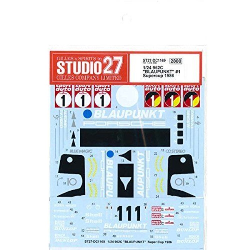 Studio27 ST27-DC1169 Porsche 962C BLAUPUNKT #1 Supercup Decal for Hasegawa 1/24