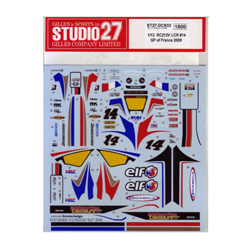 Studio27 ST27-DC832 LCR RC212V 2009 #14 GP of France Decal for Tamiya 1/12