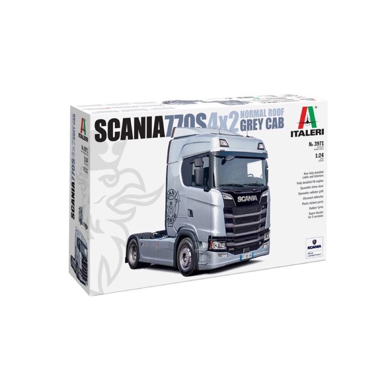Italeri 3971S 1/24 Scania S770 4×2 Normal Roof Grey Cab (Super Decal Sheet)