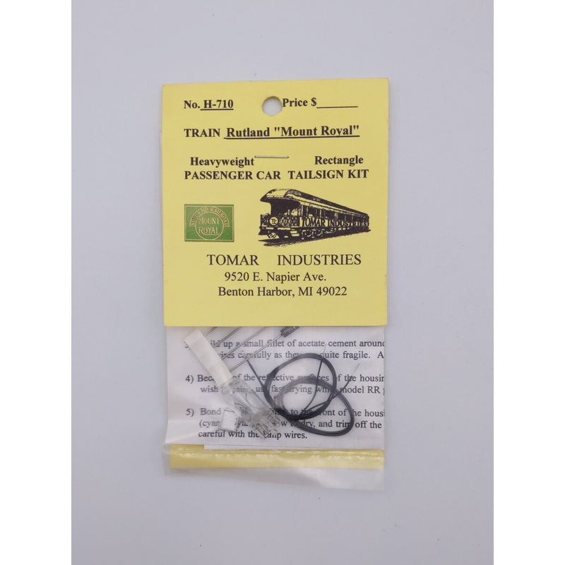 Tomar Industries H-710 HO Rutland Mount Royal Passenger Car Tail Sign Kit