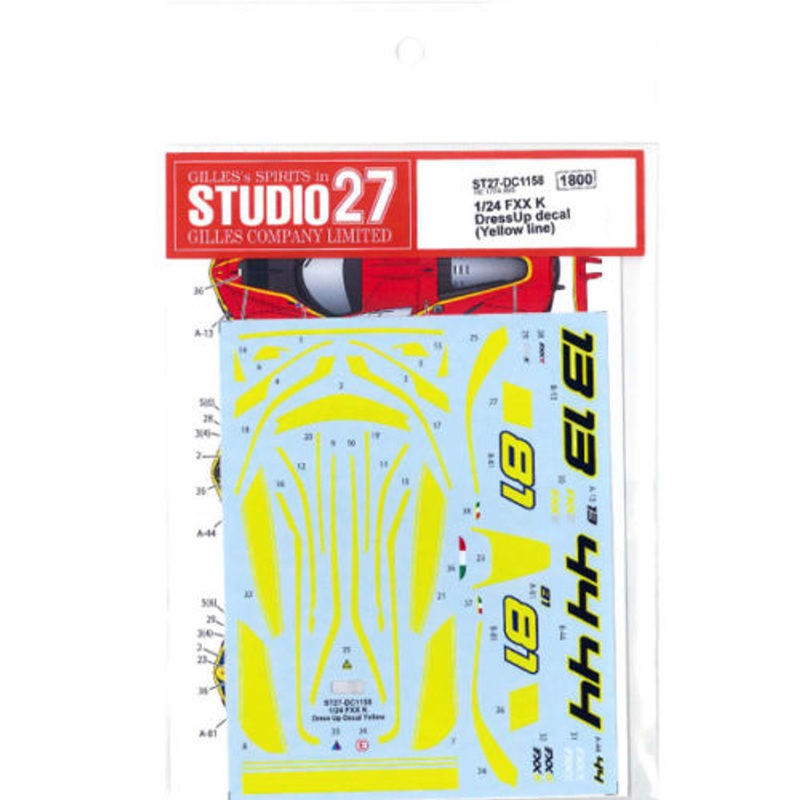Studio27 ST27-DC1158 FXX K Dress UP (Yellow Line) Decal for Tamiya 1/24