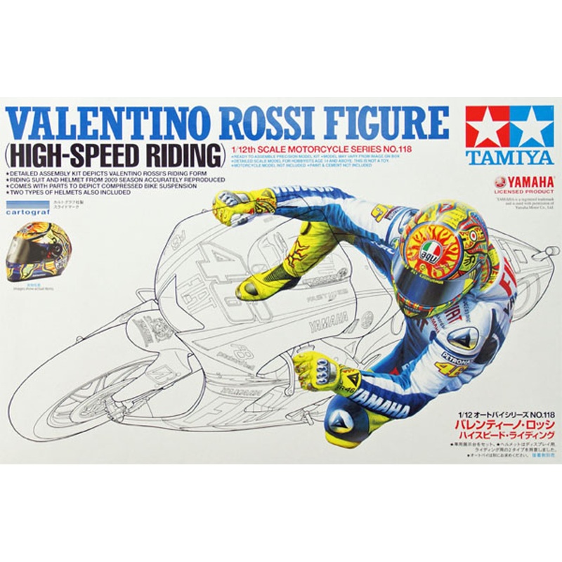 Tamiya 14118 Valentino Rossi Rider Figure (High Speed Riding) 1/12 Scale Kit