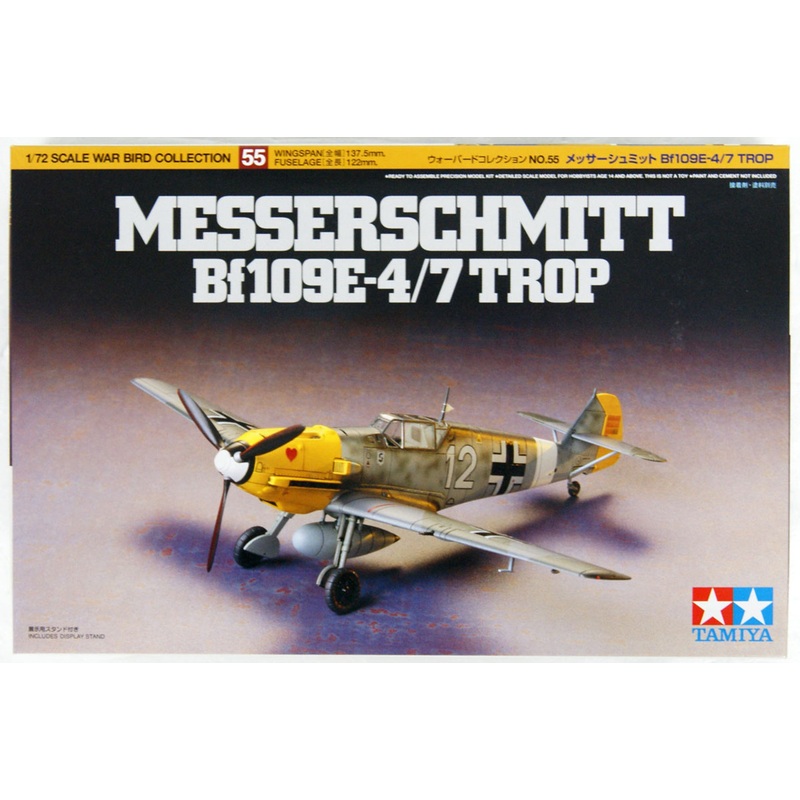 Tamiya 60755 Messerschmitt Bf109 E-4/7 Trop 1/72 Kit
