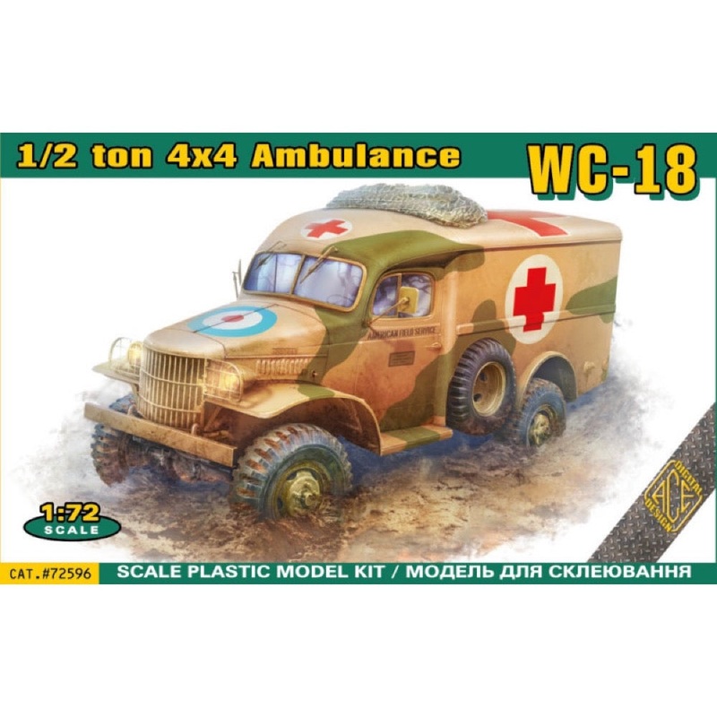 Ace Models 72596 1/72 WC-18 1/2 ton 4×4 Ambulance truck