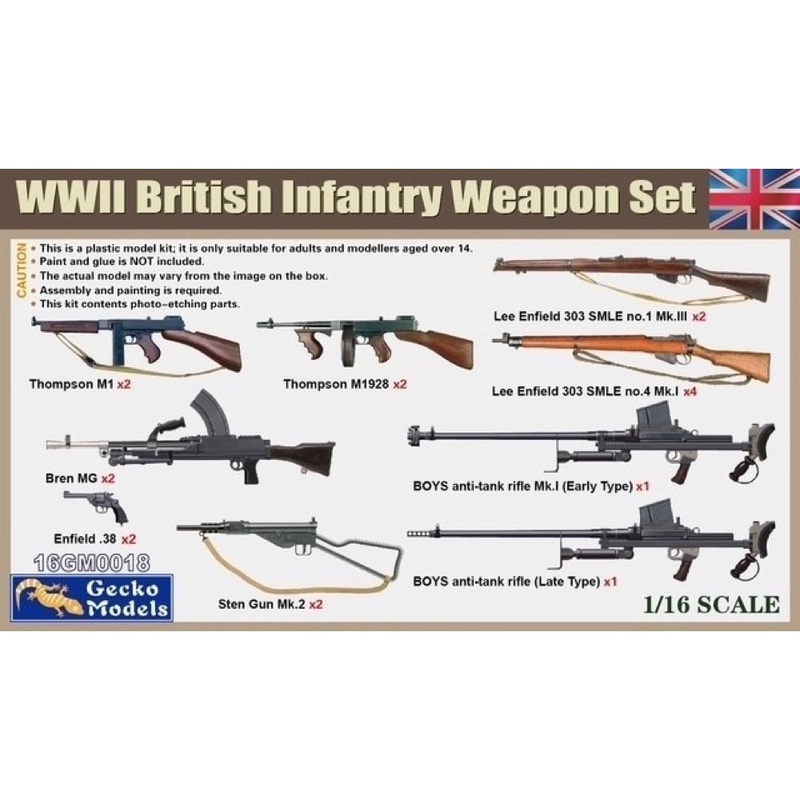 Gecko Models 16GM0018 1/16 WWII British Infantry Weapon Set