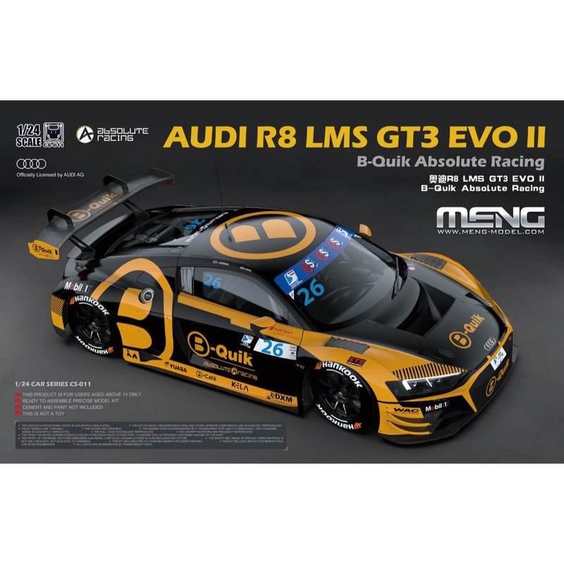 Meng CS-011 1/24 Audi R8 LMS GT3 EVO II B-Quik Absolute Racing