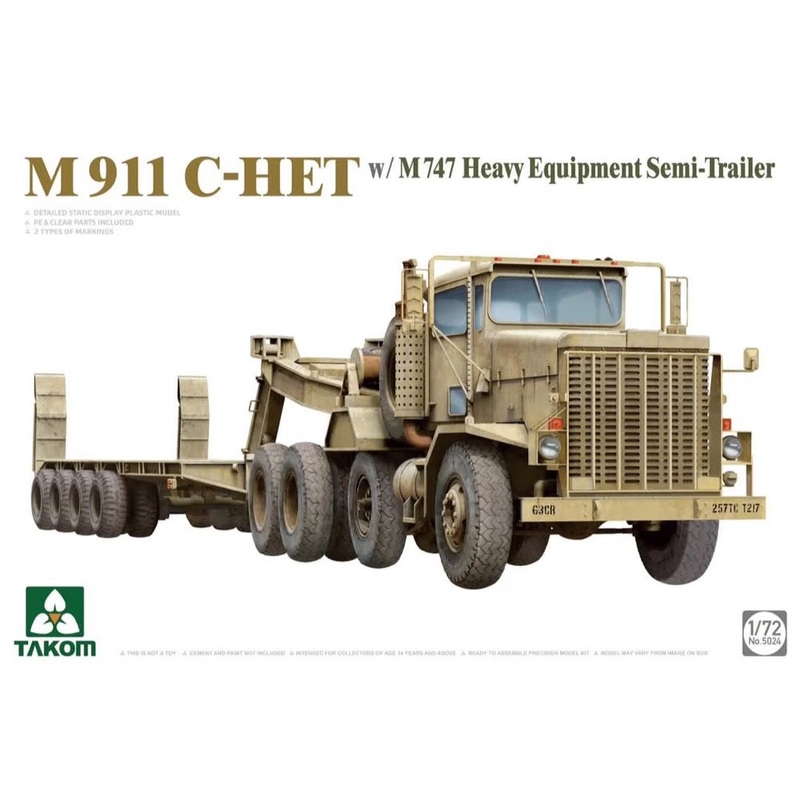Takom 5024 1/72 US M911 C-HET w M747 Heavy Equipment Semi-Trailer