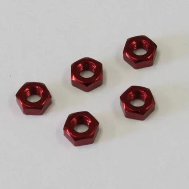 Kyosho 1-N3024A-R Nut (M3X2.4) (Aluminum/Red/5pcs) [1-N3024A-R]