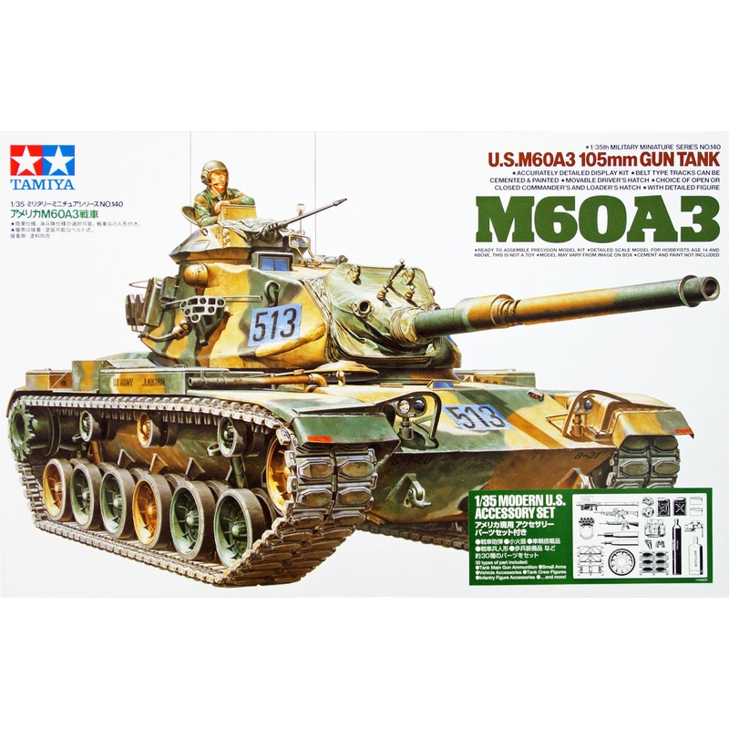 Tamiya 35140 US M60A3 105mm Gun Tank 1/35 Scale Kit