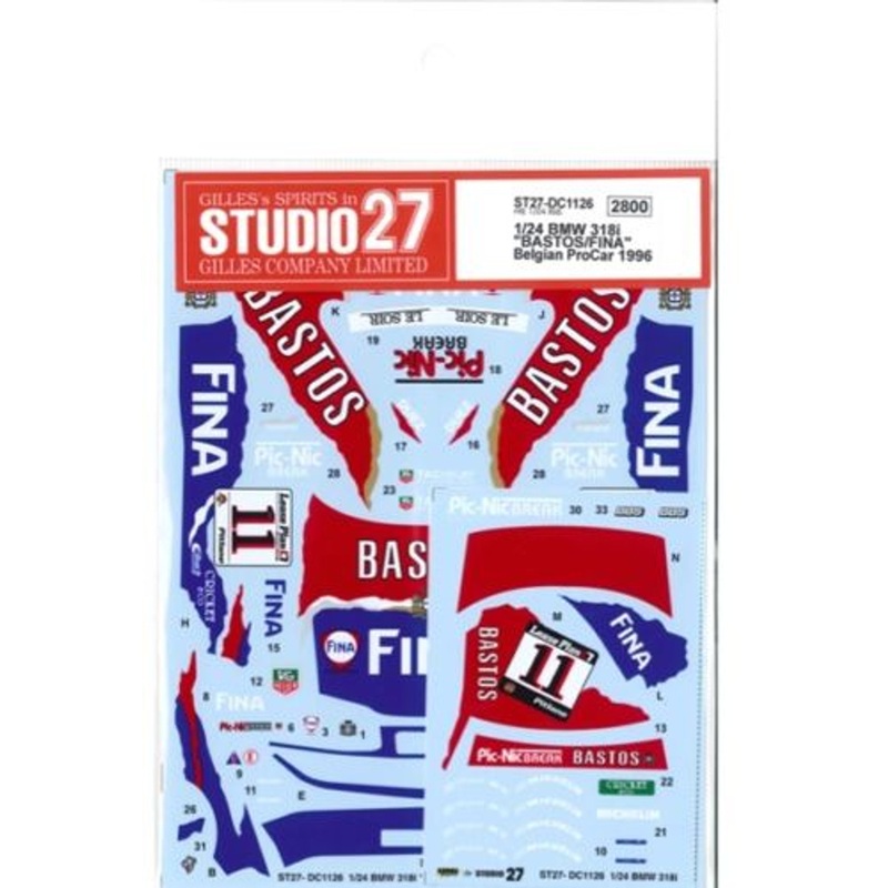 Studio27 ST27-DC1126 BMW 318i BASTOS/FINA Belgian ProCar 1996 Decal 1/24