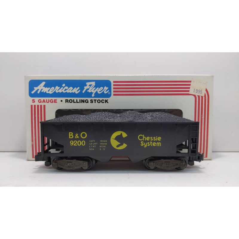 American Flyer 4-9200 S Scale Chessie System/B&O 2-Bay Hopper #9200 w/Coal Load LN/Box
