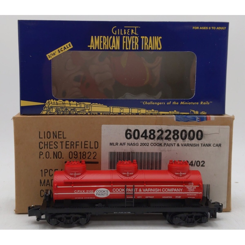 American Flyer 6-48228 S Gauge NASG Cook Paint & Varnish Tank Car #2102 MT/Box