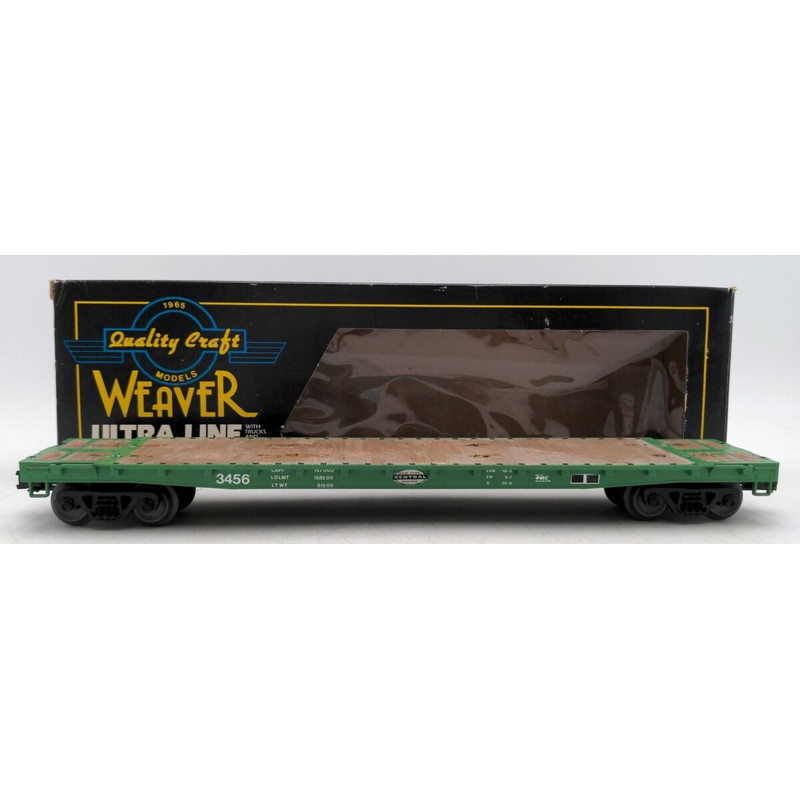 Weaver 4075 O Gauge New York Central 50′ Flat Car #3456 (3-Rail) -Custom VG/Box