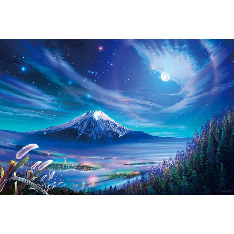 Yanoman Jigsaw Puzzle 10-1301 KAGAYA Moon Light Mt.Fuji (1000 Pieces)