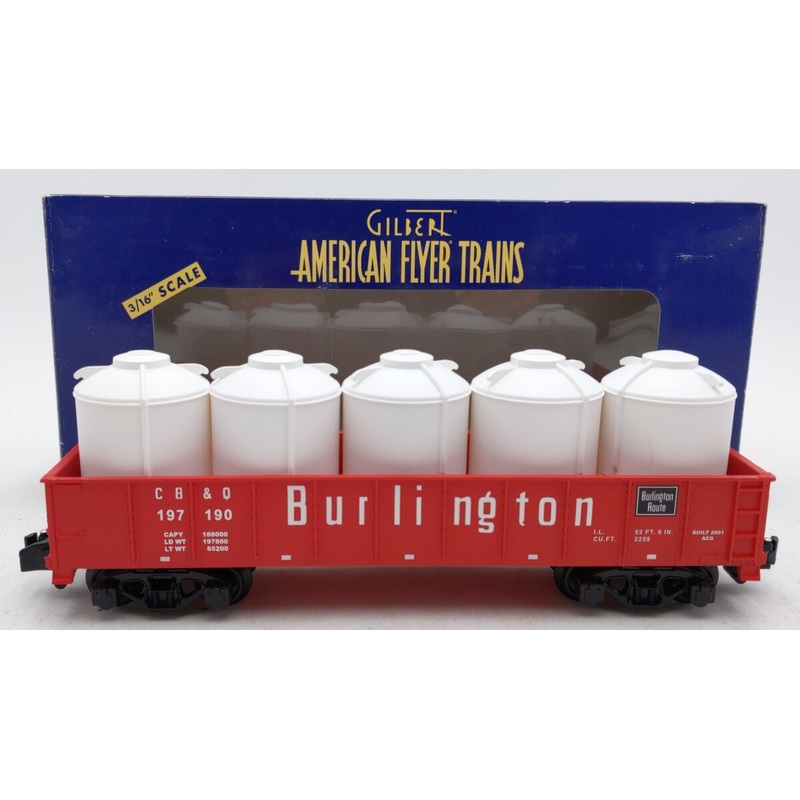 American Flyer 6-48525 S Scale Burlington Northern Gondola w/ Canisters NIB