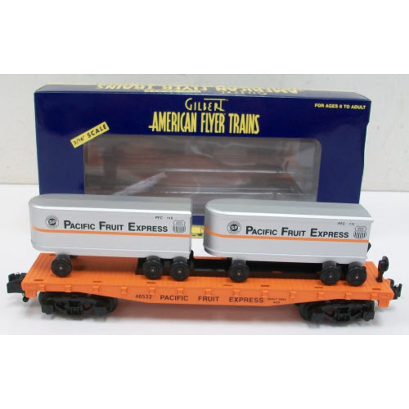 American Flyer 6-48533 S Pacific Fruit Express Flatcar with Piggyback Trailers NIB