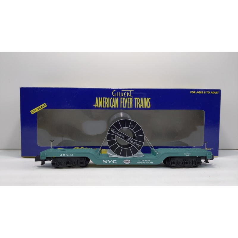 American Flyer 6-48534 S Scale New York Central Flatcar W/ Cable Reel NIB