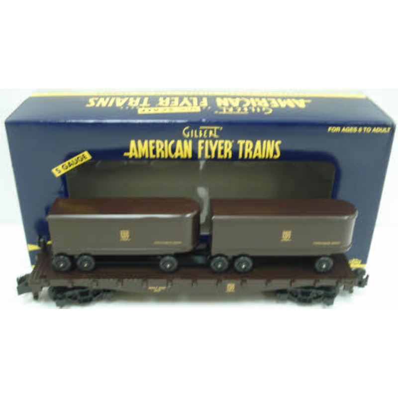American Flyer 6-48542 S Gauge UPS Flatcar & Piggyback Trailer NIB