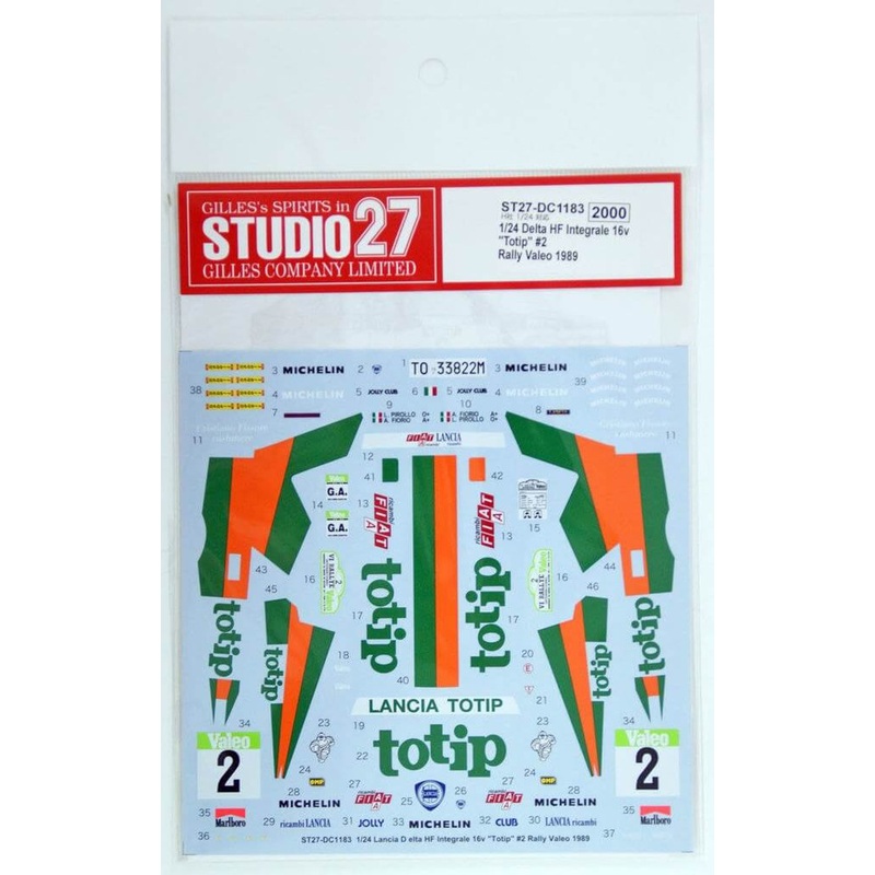 Studio27 ST27-DC1183 Lancia Delta HF Integrale totip Decal for Hasegawa 1/24