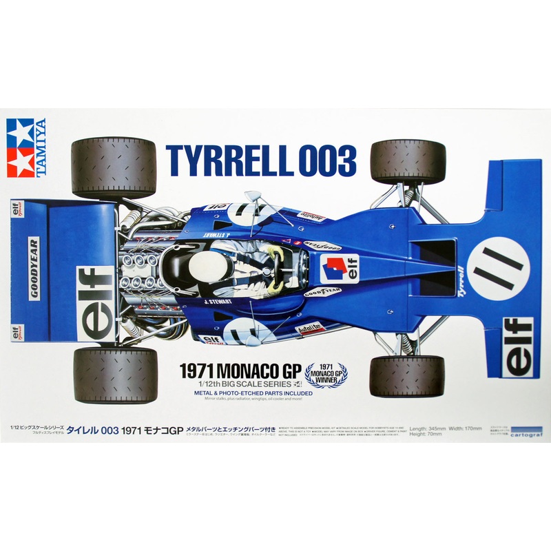Tamiya 12054 Tyrrell 003 1971 Monaco GP with Photo Etched Parts 1/12 Scale Kit