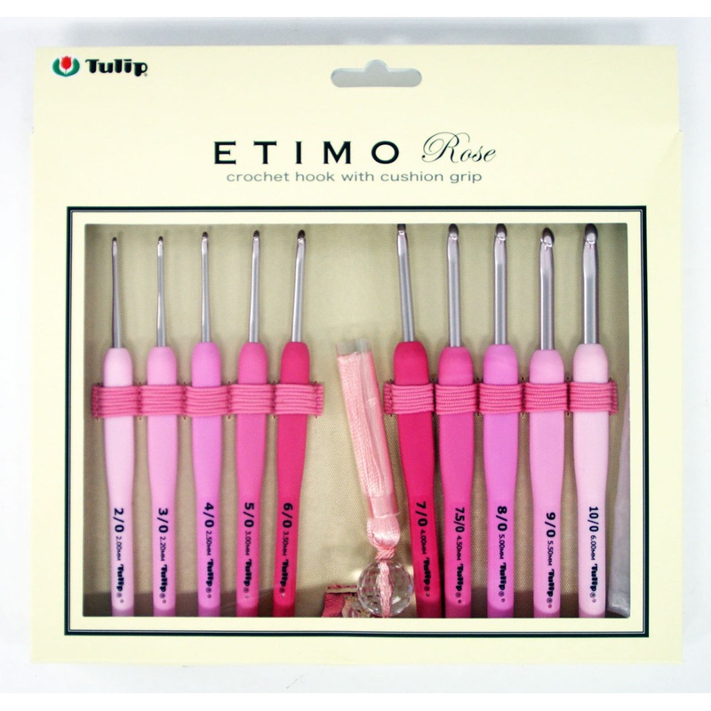 Tulip TER-001 ETIMO Rose Cushion Grip Crochet Hook Needles 10 pcs set (Pink)