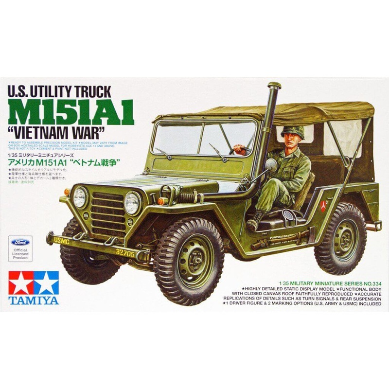 Tamiya 35334 US Utility Truck M151A1 VIETNAM WAR w/ 1 Figure 1/35 Scale Kit