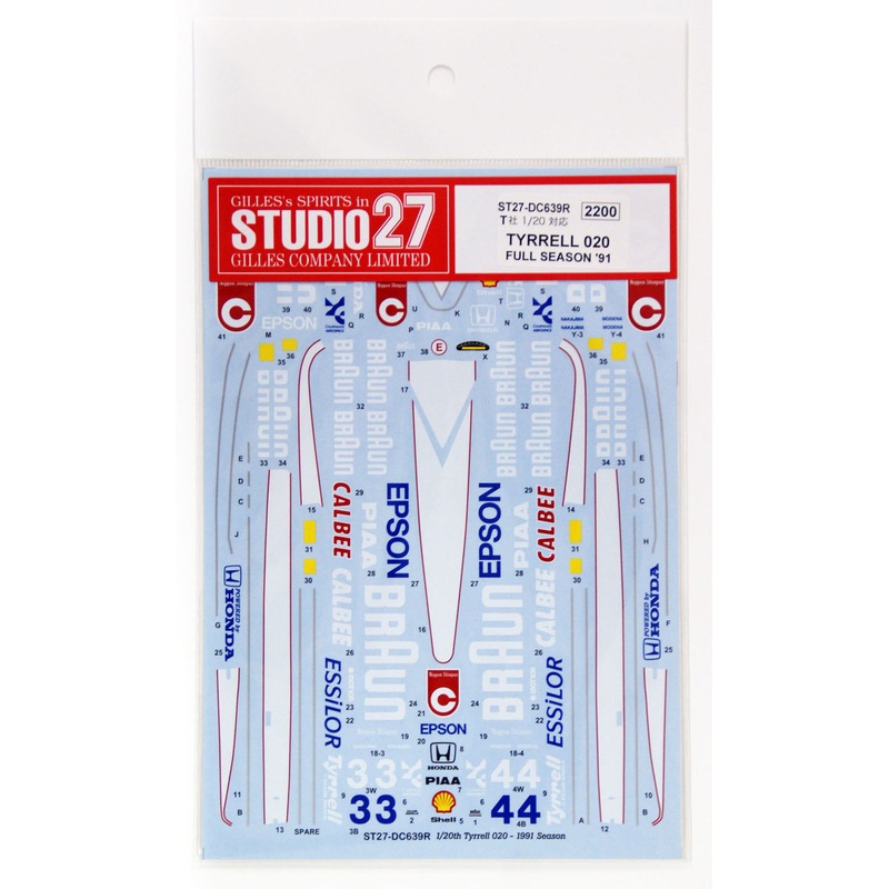 Studio27 ST27-DC639R Tyrrell 020 Full Season Decal for Tamiya 1/20 (20029)