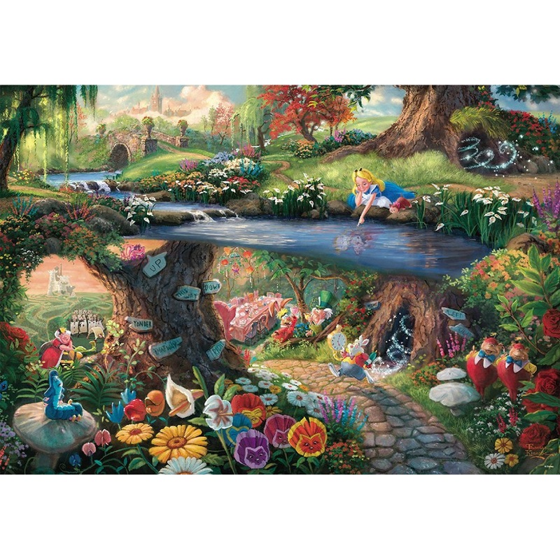 Tenyo Japan Jigsaw Puzzle D-1000-490 Thomas Kinkade Disney Alice in Wonderland (1000 Pieces)