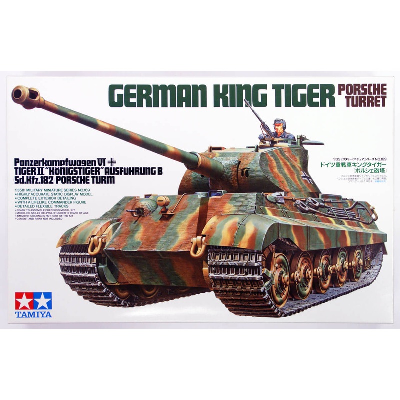Tamiya 35169 WWII German King Tiger Tank Porsche Turret 1/35 Scale Kit