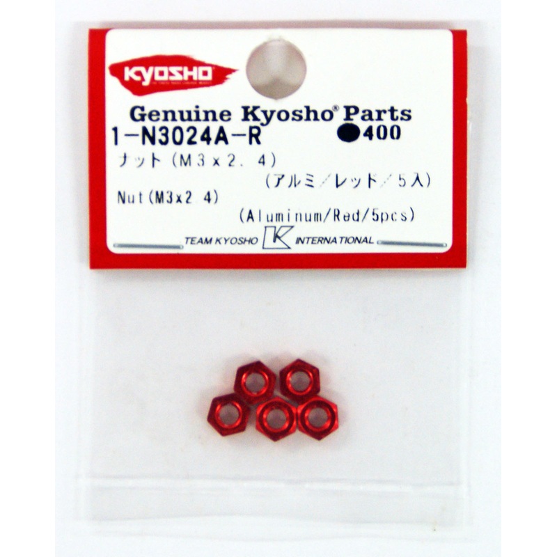 Kyosho 1-N3024A-R Nut (M3x2.4) (Aluminum/Red/5pcs)
