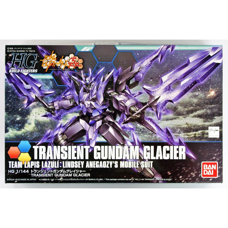 Bandai HG Build Fighters 050 TRANSIENT Gundam GLACIER Team Lapis Lazuli: Lindsey Anegaozy’s Mobile Suit 1/144 Scale Kit