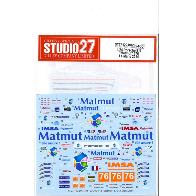 Studio27 ST27-DC1065 Porsche 911 Matmut #76 Le Mans 2014 for TK2465 1/24