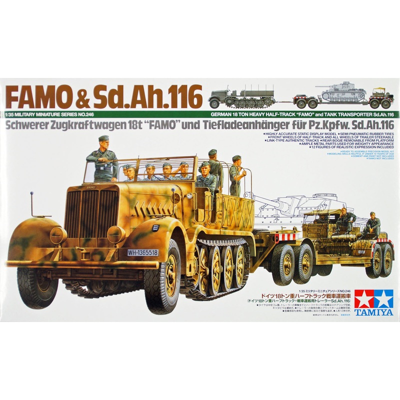 Tamiya 35246 German 18 ton Heavy Half-Track FAMO & Tank Transport 1/35 Scale Kit