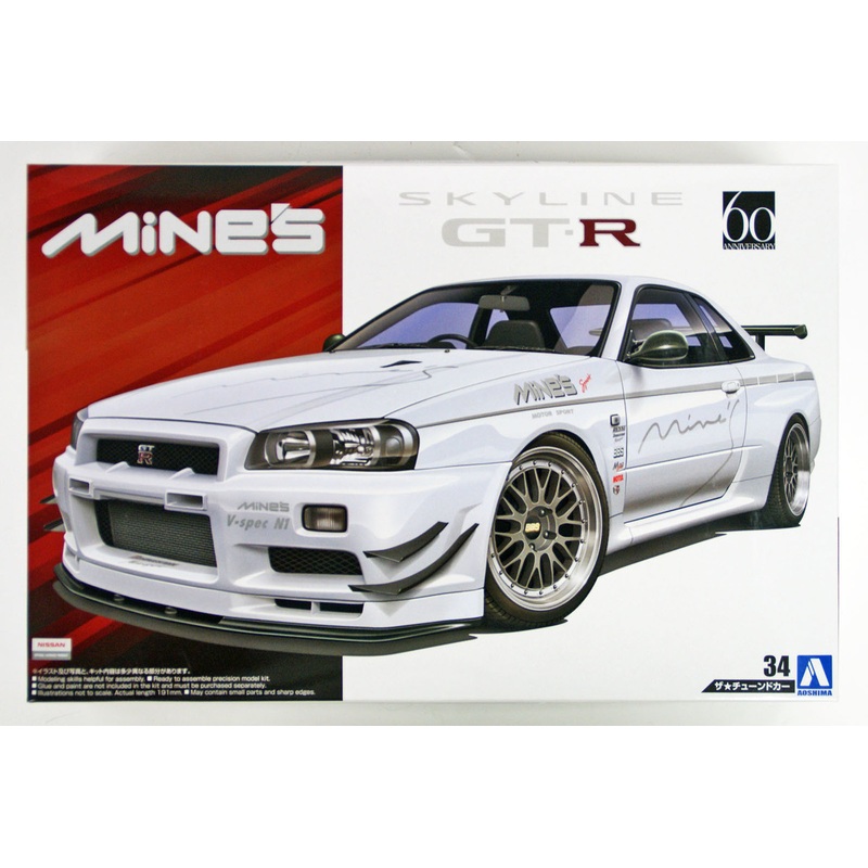 Aoshima 53652 Mine’s BNR34SKYLINE GT-R ’02 (NISSAN) 1/24 Scale Kit