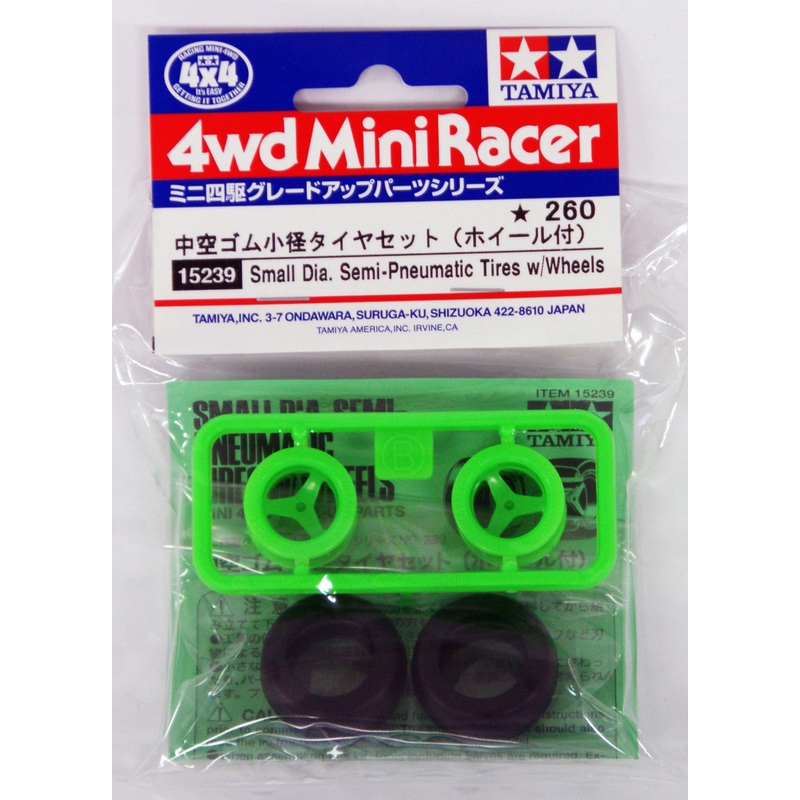 Tamiya 15239 Mini 4WD Small Dia. Semi-Pneumatic Tires with Wheels