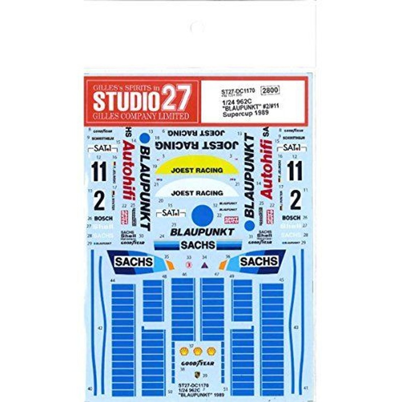 Studio27 ST27-DC1170 Porsche 962C BLAUPUNKT #2/#11 Decal for Hasegawa 1/24