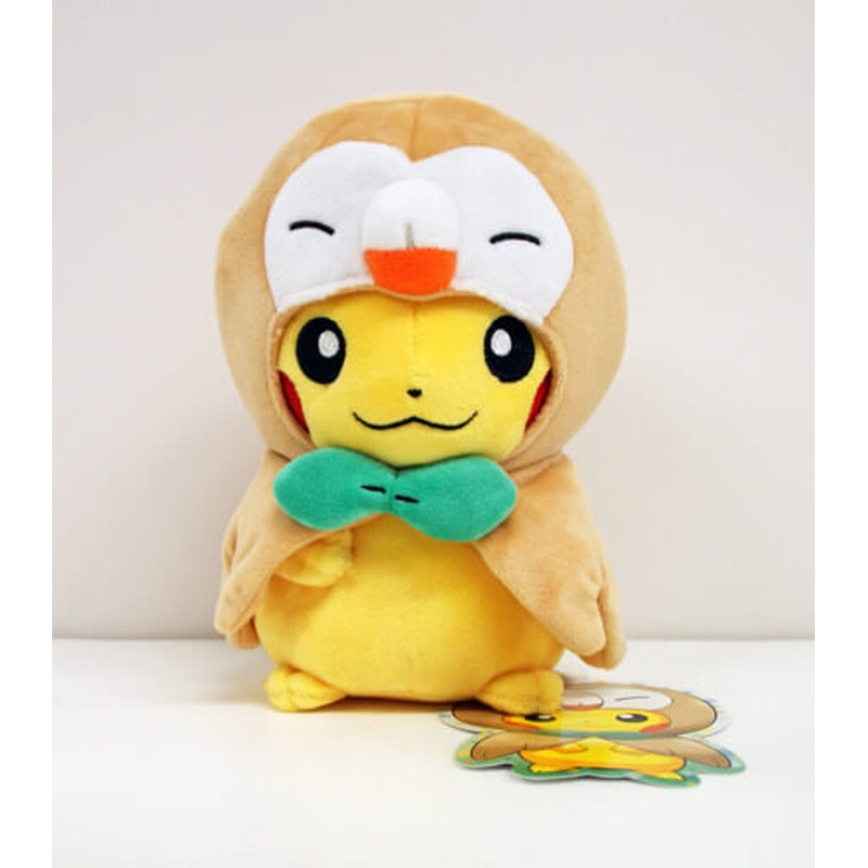 Pokemon Center Original Plush Doll Rowlet Poncho Pikachu